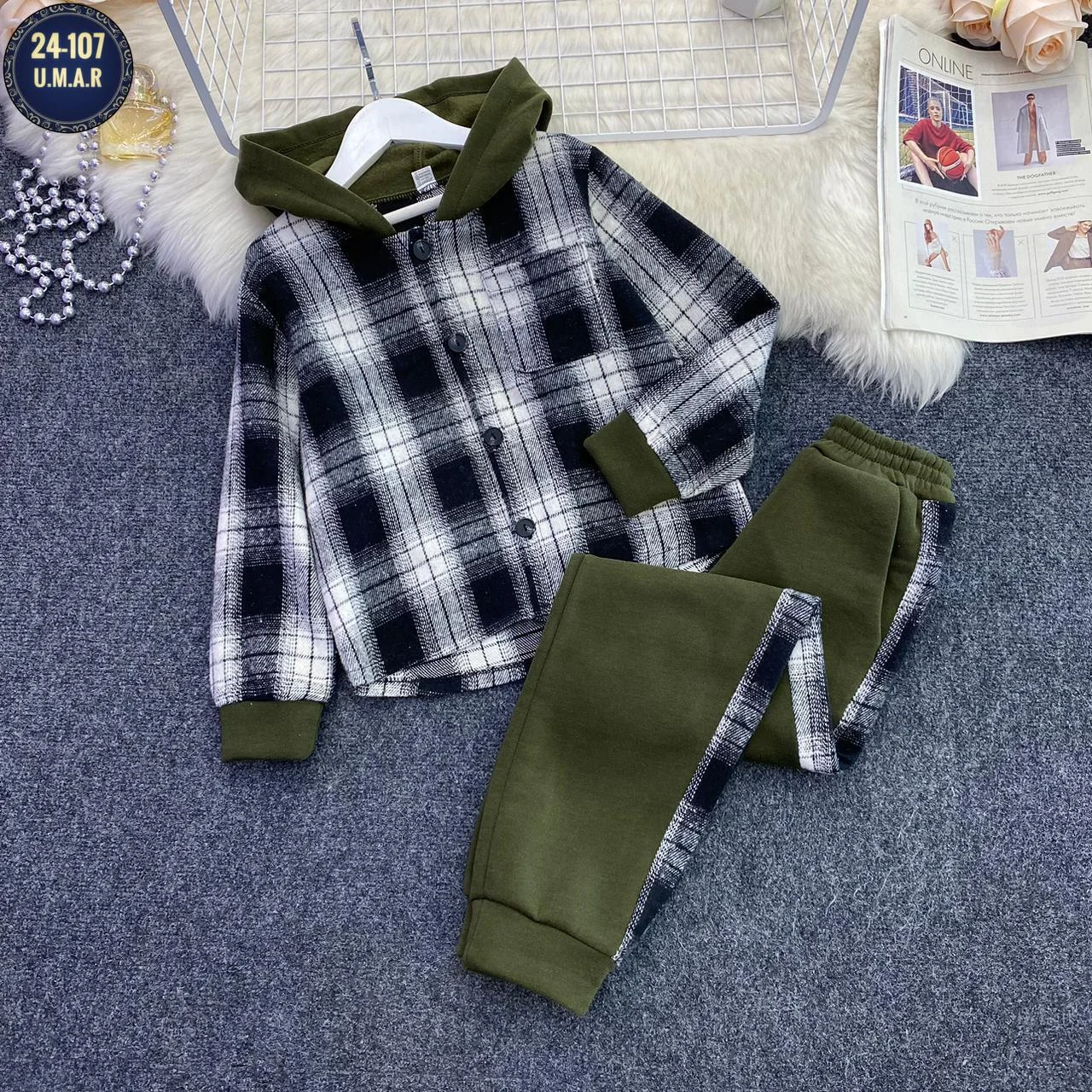 Получил повтор Новое поступление Детский Костюм двойка Ткань флис кашемир Размеры 110 116