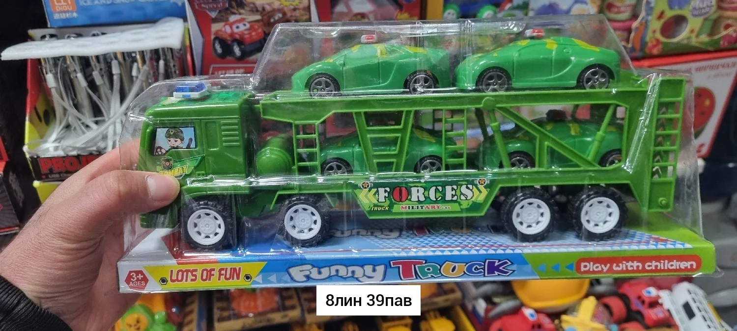 Игрушка, пластик Машинка Военный автовоз инерция, 4 машинки, блистер Размер 33 8 15см Мест