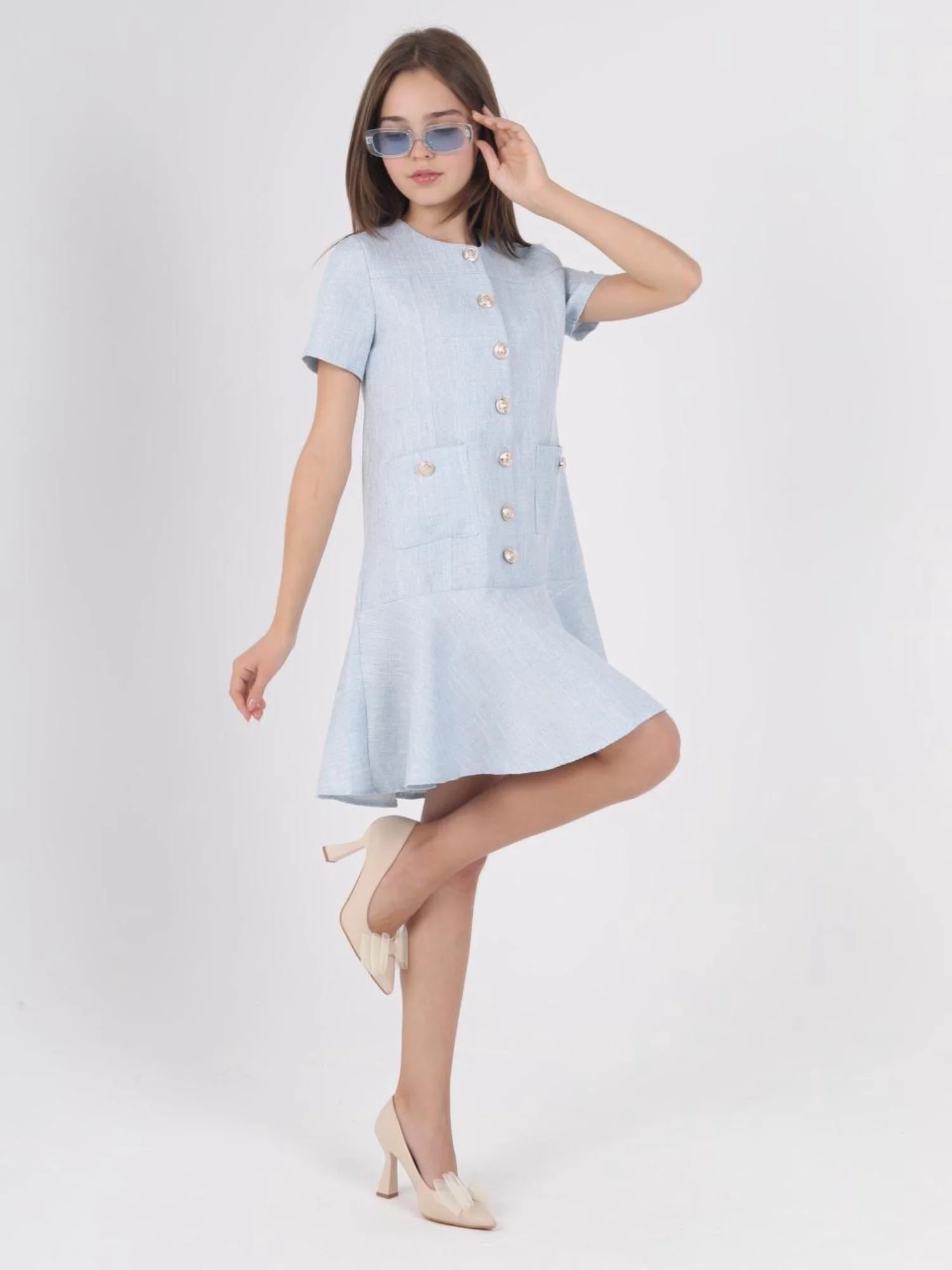 Цена штучно: 1100руб Цена оптом: 1000руб упак. 4шт=4000руб Сарафан, твид Размеры 122-128-1