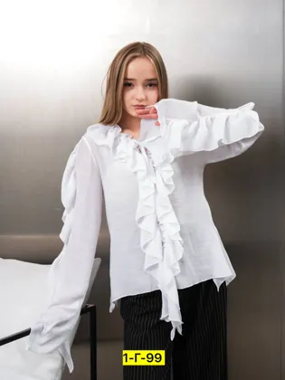 Цена штучно: 1000руб Цена оптом: 900руб упак. 5шт=4500руб Блузка, креп-шифон Размеры 134-1