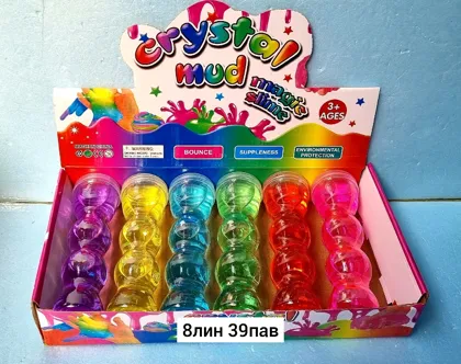 Игрушка, пластик Слайм в банках В упаковке 6-штук Высота банка 19см Диаметр банк 5см