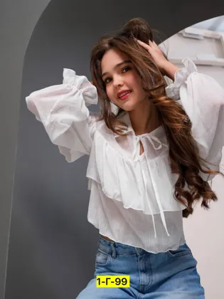 Цена штучно: 900руб Цена оптом: 800руб упак. 5шт=4000руб Блузка, креп-шифон Размеры 134-14