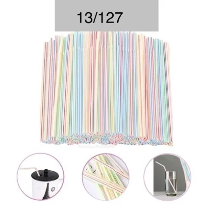 Трубочки для коктейлей прямые, пластиковые, 8 х 240 мм, Полосами Упаковка 120 штук Цена