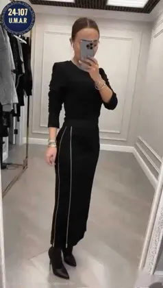 МОДНАЯ ЖЕНСКАЯ ОДЕЖДА ПЛАТЬЕ КОМБИНИРОВАННОЕ В ОДНОМ ЦВЕТЕ ТКАНЬ: КРЕПУН РАЗМЕРЫ: 44-46-48