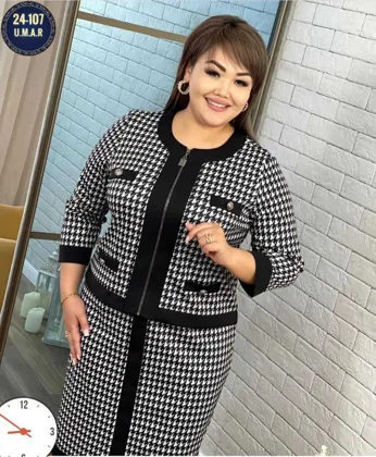 МОДНАЯ ЖЕНСКАЯ ОДЕЖДА НЕВЕРОЯТНЫЙ ЖЕНСКИЙ КОСТЮМ ДВОЙКА ТКАНЬ: Гусини лапка РАЗМЕРЫ: 50-52