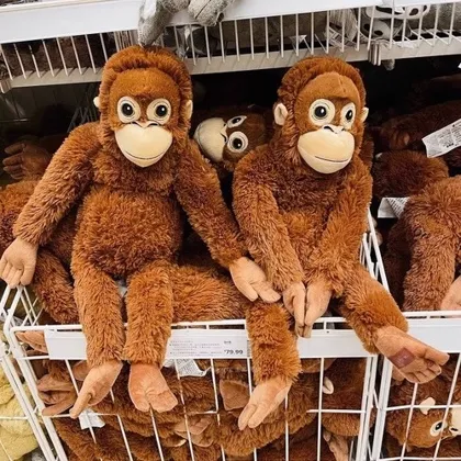 Кукла обезьяна кукла на липучке длиннорукий плюшевый орангутанг игрушка Размер 65 см 550 Р