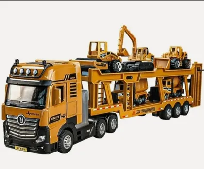 Двухэтажный транспортный грузовик с тягачом 1:50 инженерная + городская серия . Цена 1500