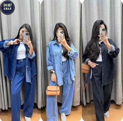 Получили новинки шикарный двойка ТКАНЬ вареный джинс РАЗМЕРЫ 52 - 54 56-58 60-62 ЦЕНА