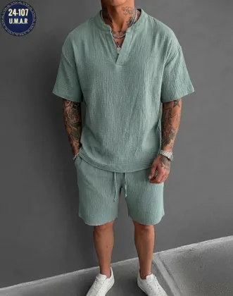 Супер Распродажа Мужской костюм двойка Футболка+шорты Ткань: Сингапур Размеры 46-48 50-52