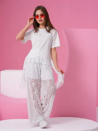 Цена штучно: 1500руб Цена оптом: 1400руб упак. 5шт=7000руб Костюм двойка, гипюр Размеры 13