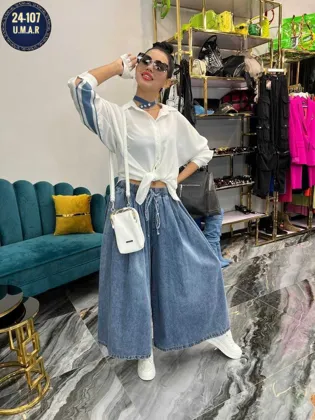 Новинка Шикарный и нарядный комплект-двойка для незабываемых образов Ткань джинс + Лайт Ра