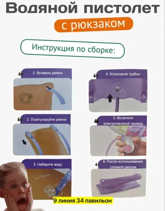 Игрушка, пластик Электрический водяной пистолет с рюкзаком отличный выбор для детских игр